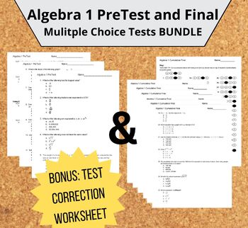 Preview of Algebra Pretest and Final Exam - Editable and Free Test Correction Worksheet