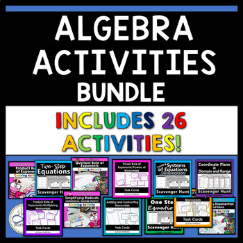 Preview of Algebra Printable Activities Bundle