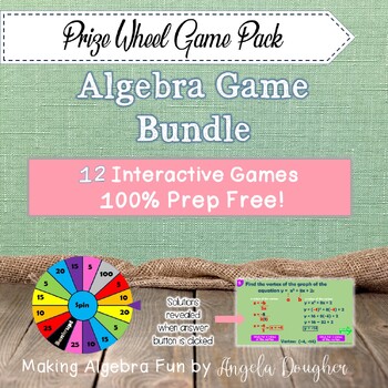 Preview of Algebra Prize Wheel (12) Game Pack Equations, Slope, Inequalities, Radicals etc