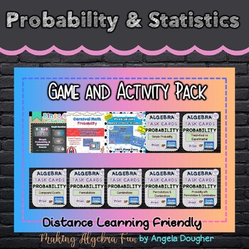 Preview of Algebra Probability & Statistics Game & Activity Pack BUNDLE