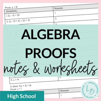Preview of Algebra Proofs Guided Notes and Worksheets