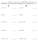 Properties of Exponents Partner Activity #2