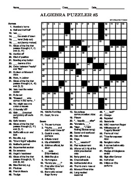 algebra crossword puzzle