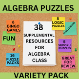 Algebra Puzzles Use for Review or Throughout the Year