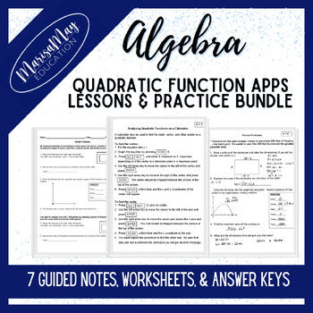 Preview of Algebra - Quadratic Applications Notes & Wks Bundle - 7 lessons & assignments