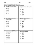Algebra Quick Quiz - Radicals and Rational Exponents