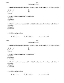 Preview of Algebra Quiz