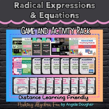 Preview of Algebra Radical Expressions & Equations Game & Activity Pack BUNDLE
