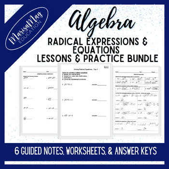 Preview of Algebra - Radical Expressions & Equations Notes & Wks Bundle - 6 lessons