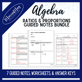 Preview of Algebra - Ratios & Proportions Complete Unit Guided Notes & Worksheets