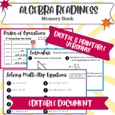 Algebra Readiness Memory Book - Digital and Printable copy