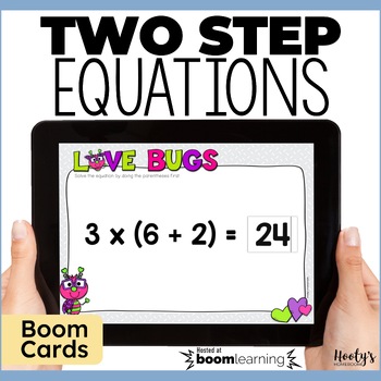 Preview of Solving Two Step Equations Boom Cards - 3rd Grade Math Algebraic Readiness