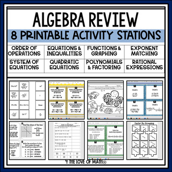 Preview of Algebra Review Stations
