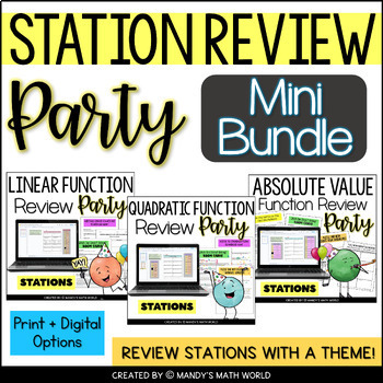 Preview of Algebra Review Stations Activities Bundle