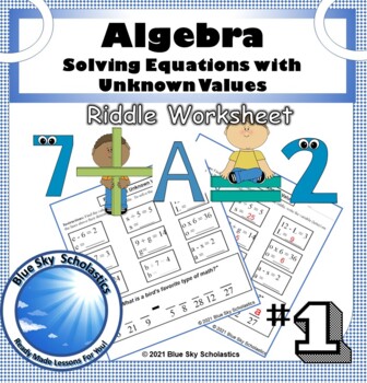 Preview of Algebra Riddles - Solving Equations with Unknown Values