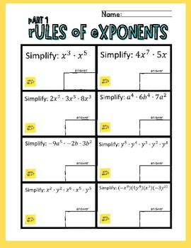 Algebra: Rules of Exponents 1 with Tutorial Videos by Als Algebra Made Easy