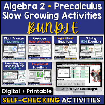 Preview of Precalculus & Algebra 2 Self-Checking Activities Bundle
