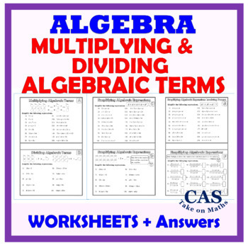 Preview of Algebra | Simplifying Algebraic Expressions | Multiplying Dividing Algebra Terms