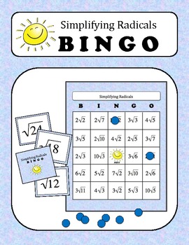 Preview of Algebra: Simplifying Radicals BINGO Game