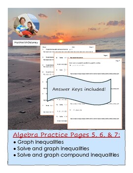 Preview of Algebra Skills ~ Pages 5,6, & 7: Solve & Graph Inequalities & Compound Inequal.