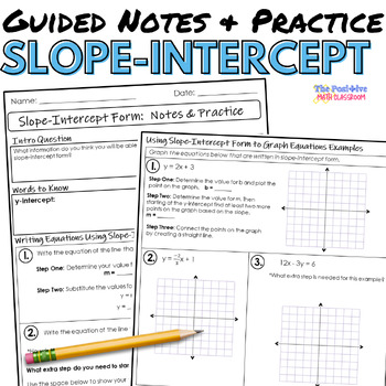 Preview of Slope Intercept Form Guided Notes and Practice