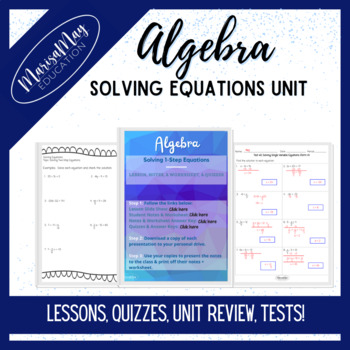 Preview of Algebra - Solving Equations (1-Step, 2-Step, Multi-Step) Total Unit Bundle
