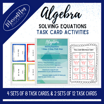 Preview of Algebra - Solving Equations Student Task Card Activity Printable