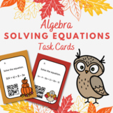 Algebra Thanksgiving Solving Equations Task Cards with and