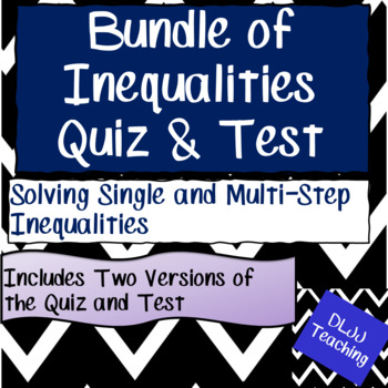 Preview of Algebra Solving Inequalities Bundle Review Practice Quiz and Test