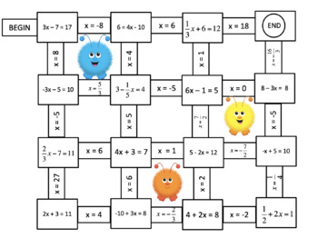 Algebra Solving One And Two Step Equations Mazes Free Tpt