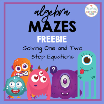 Preview of Algebra Solving One and Two Step Equations Mazes