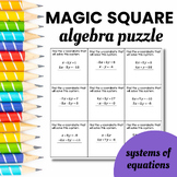 Algebra Solving Systems of Equations Magic Square Puzzle