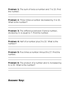 Algebra: Solving for X Worksheet With Key | TPT