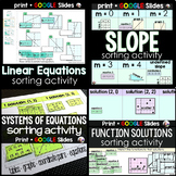 Algebra Sorting Activity Bundle - print and digital