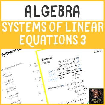 Preview of Algebra - Systems of Linear Equations 3 (multiply both)