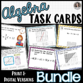 Algebra Task Cards Bundle print and digital Google Slides™