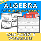 Algebra Task Cards: Interpret Parts of Expression: Terms, 