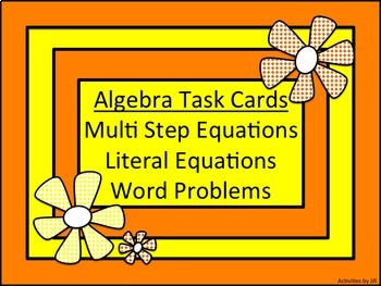 Preview of Algebra Task Cards: Multi-Step & Literal Equations & Word Problems (Digital/PDF)