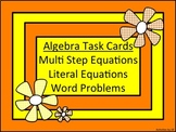 Algebra Task Cards: Multi-Step & Literal Equations & Word 