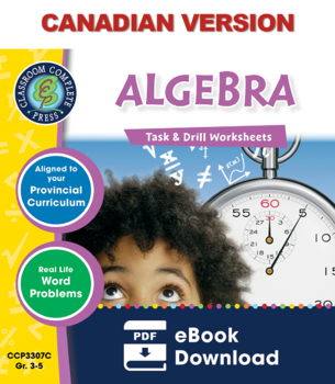 Preview of Algebra - Task & Drill Sheets Gr. 3-5 - Canadian Content