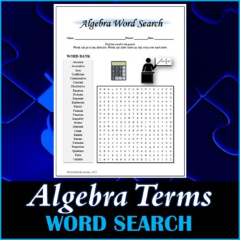 Preview of Algebra Terms Word Search Puzzle