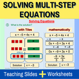 Algebra Tiles + Worksheets for Solving Equations with Vari