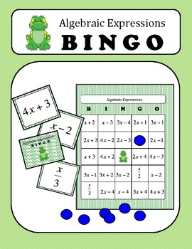 Preview of Algebra: Translating Algebraic Expressions BINGO Game