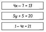 Algebra - Two-Step Equations Task Cards/Flash Cards