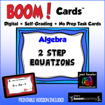 Preview of Algebra Two Step Equations BOOM Cards