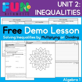 Preview of Algebra Unit 2 Free Lesson: Solving Inequalities with Multiplication/Division
