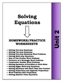Algebra: Unit 2 - Solving Equations and Word Problems Home