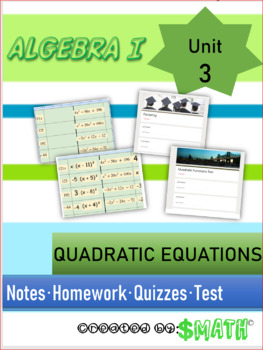 Preview of Algebra Unit 3 Quadratic Functions Review 