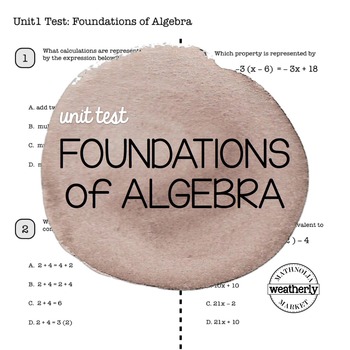 Preview of FOUNDATIONS of Algebra Unit Test CC Algebra 1