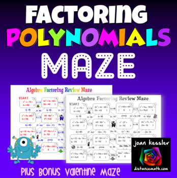 Preview of Factoring Polynomials Maze Activity plus Valentine Bonus